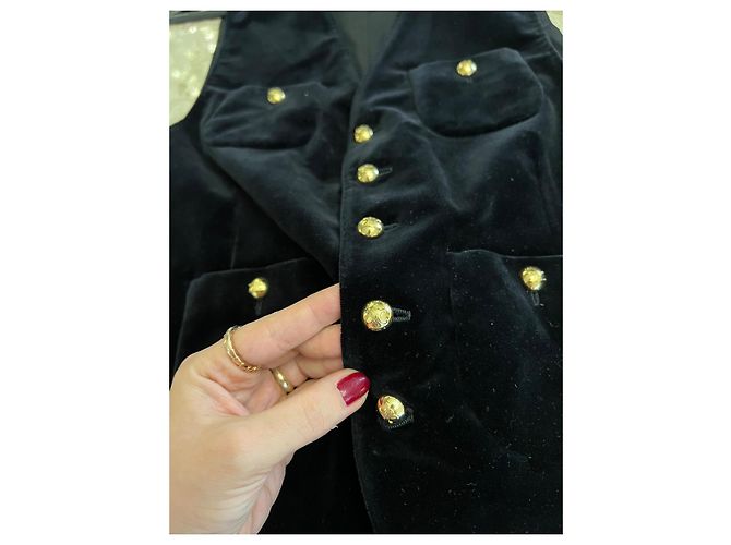 Top de terciopelo negro Céline - vista 10