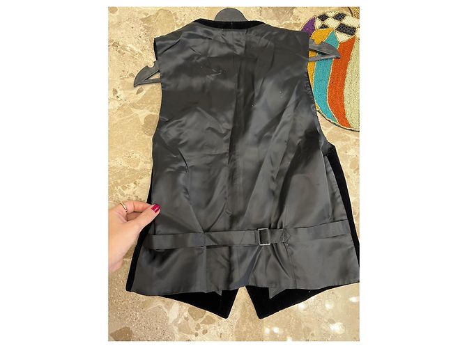 Top de terciopelo negro Céline - vista 14