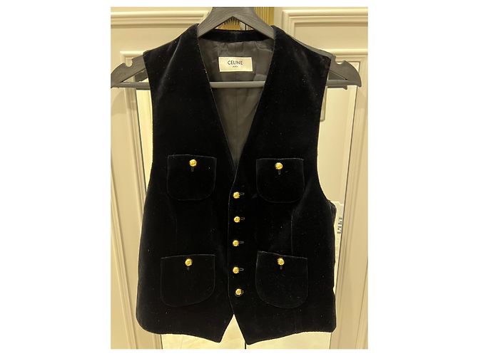 Top de terciopelo negro Céline - vista 4