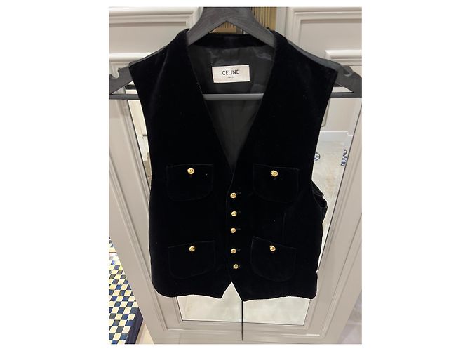 Top de terciopelo negro Céline - vista 6