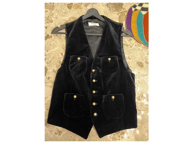 Top de terciopelo negro Céline - vista 9