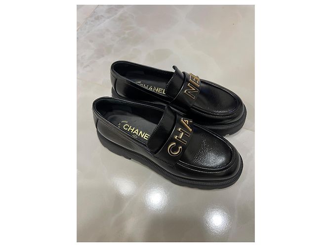 Cambon Chanel Espadrilles aus schwarzem Leder - Ansicht 2