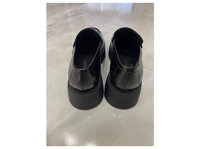 Cambon Chanel Espadrilles aus schwarzem Leder - Ansicht 3