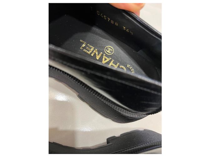 Cambon Chanel Espadrilles aus schwarzem Leder - Ansicht 6