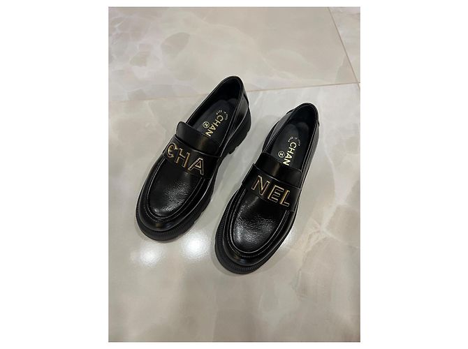 Cambon Chanel Espadrilles aus schwarzem Leder - Ansicht 8