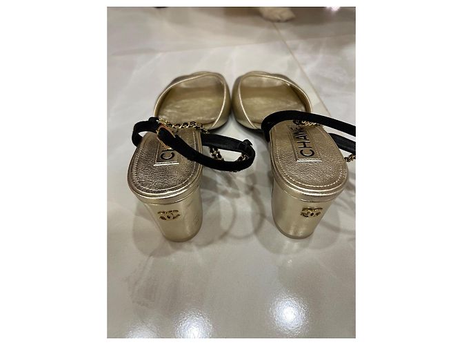Cambon Bailarinas Chanel de piel dorada Dorado - vista 6