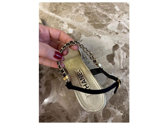 Cambon Bailarinas Chanel de piel dorada Dorado - vista 8