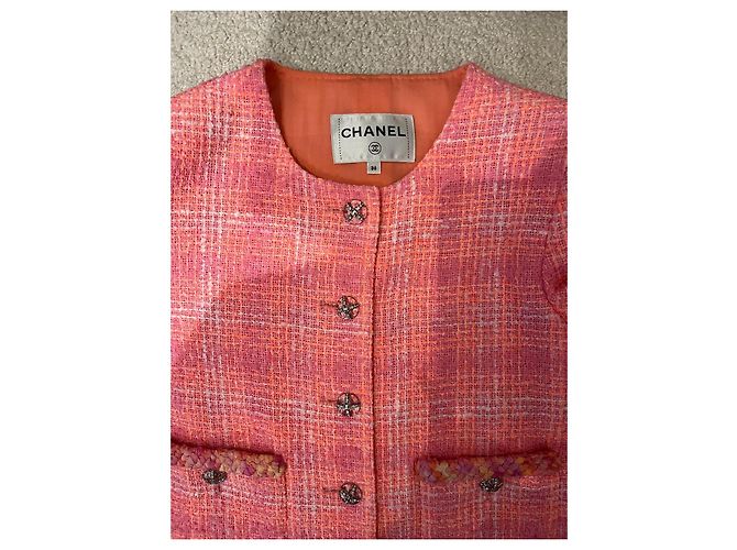 Chanel Rosa karierte Tweedjacke Pink - Ansicht 2