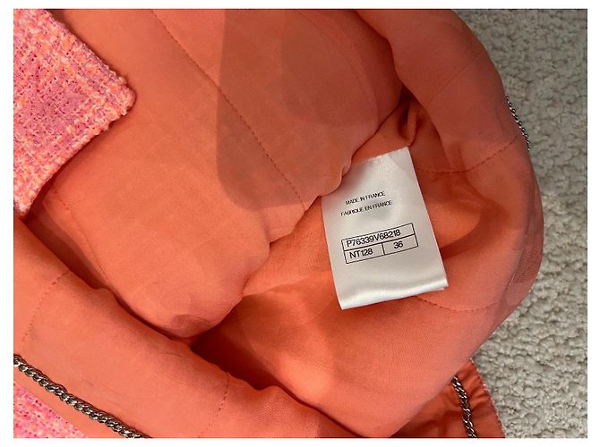Chanel Rosa karierte Tweedjacke Pink - Ansicht 4