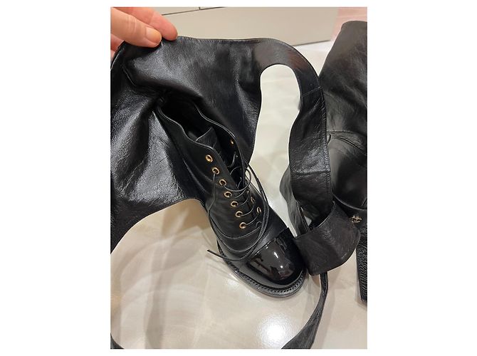 Cambon Stivaletti Chanel in pelle nera Nero - vista 4