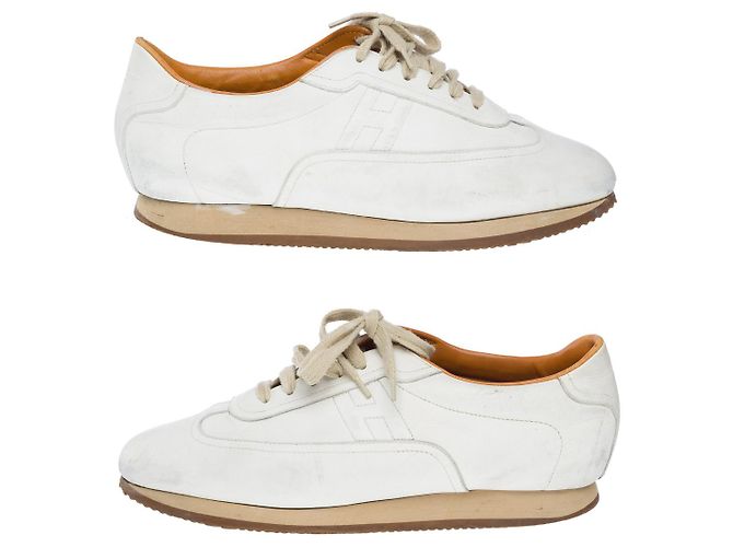 Hermès HERMES White Leather Shoe - 102212 - view 4