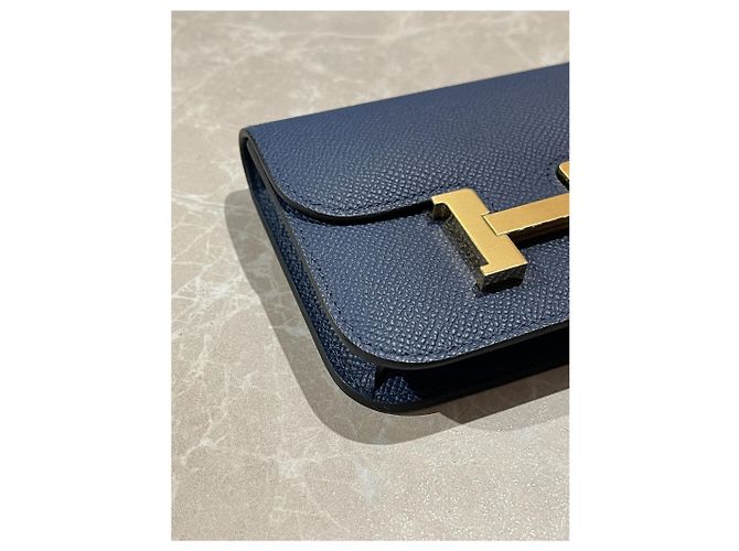 Constance Hermès HERMES Wallets T.  Leather Blue - view 3