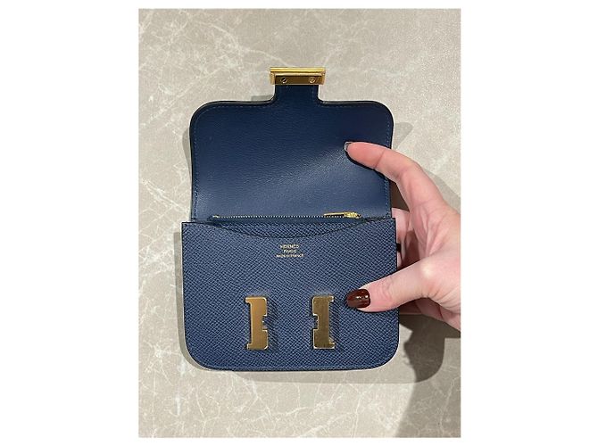 Constance Hermès HERMES Wallets T.  Leather Blue - view 4