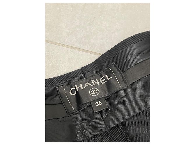 Pantalones Chanel Negros de Algodón y Seda Talla 36 - vista 2