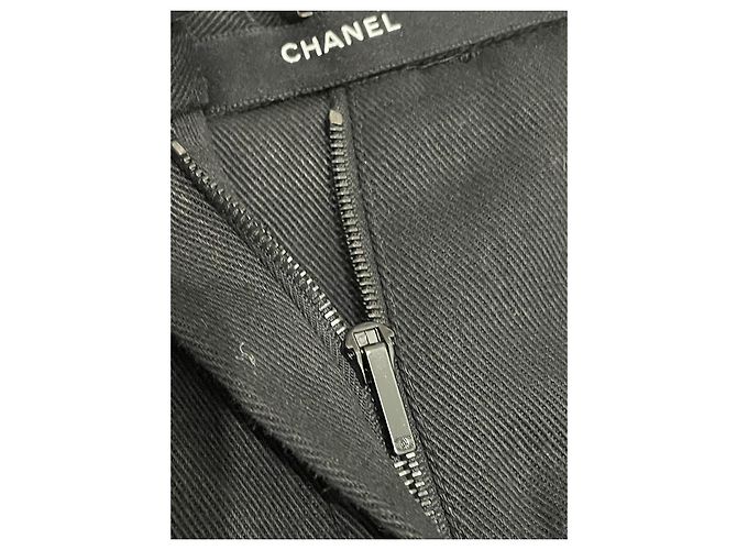 Pantalones Chanel Negros de Algodón y Seda Talla 36 - vista 3