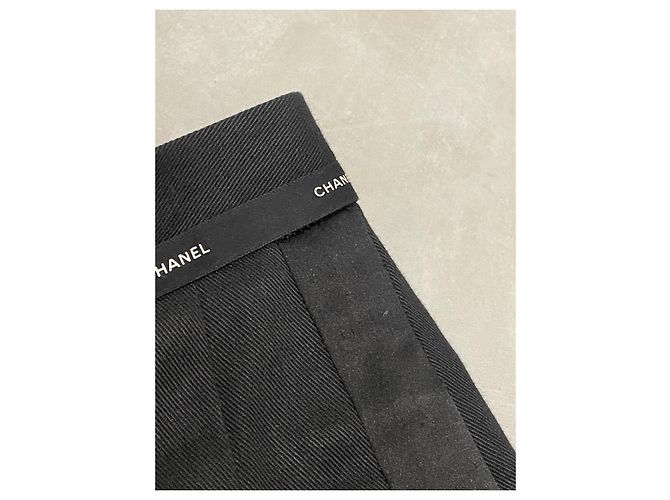 Pantalones Chanel Negros de Algodón y Seda Talla 36 - vista 4