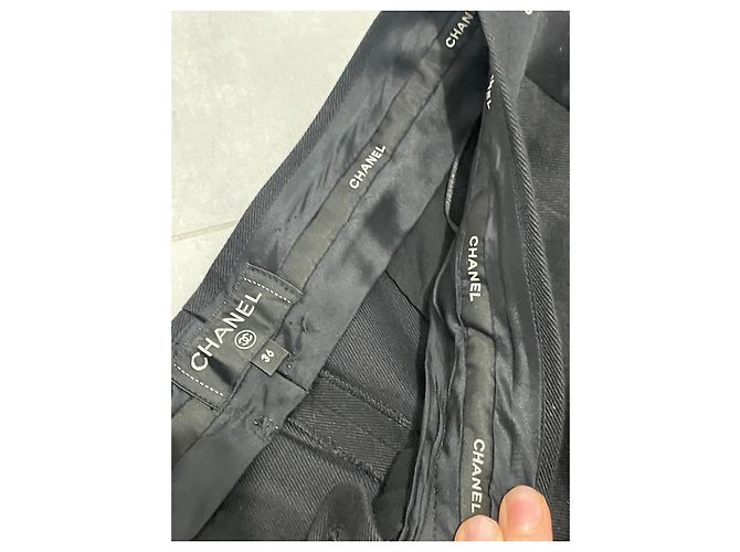 Pantalones Chanel Negros de Algodón y Seda Talla 36 - vista 5