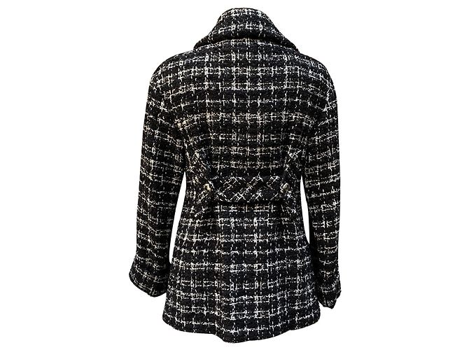 Timeless Chanel Black and White Tweed Bouclè Planisphere Jacket Size 38 FR - view 3
