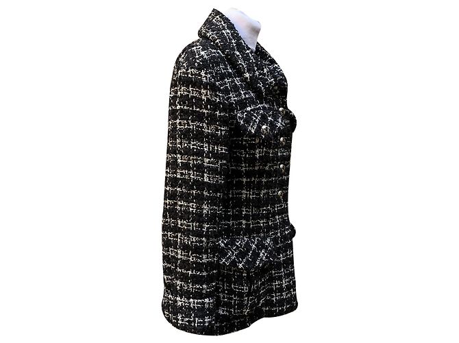 Timeless Chanel Black and White Tweed Bouclè Planisphere Jacket Size 38 FR - view 4