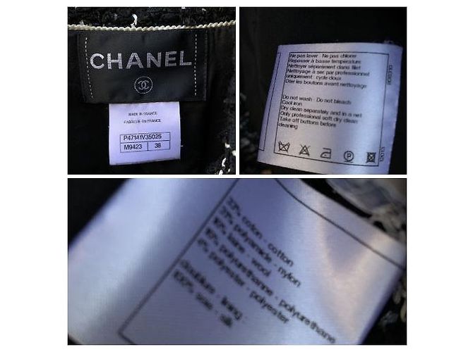 Timeless Chanel Black and White Tweed Bouclè Planisphere Jacket Size 38 FR - view 6