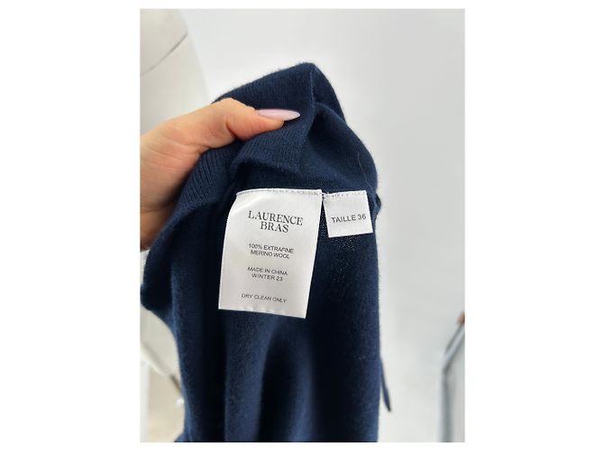 LAURENCE BRAS Strickwaren T.FR 36 Wolle Marineblau - Ansicht 6