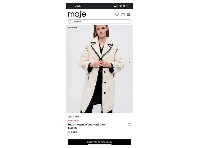 Cappotto in ecopelle di pecora e vinile Maje Nero Bianco - vista 6