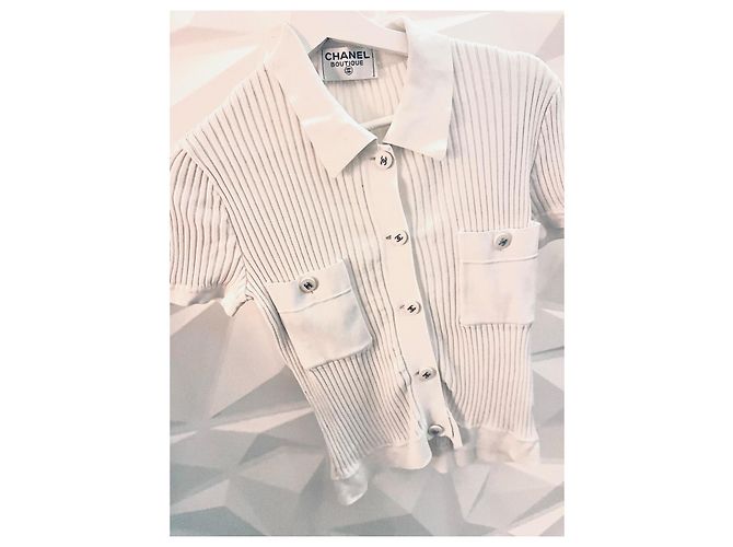 Cambon Polo Chanel de algodón blanco con botones logo CC - vista 11