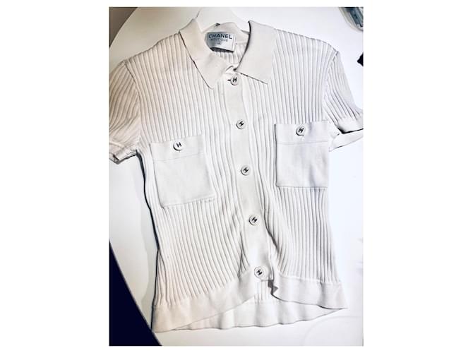 Cambon Polo Chanel de algodón blanco con botones logo CC - vista 2