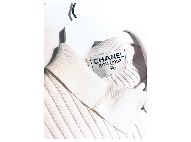 Cambon Polo Chanel de algodón blanco con botones logo CC - vista 3