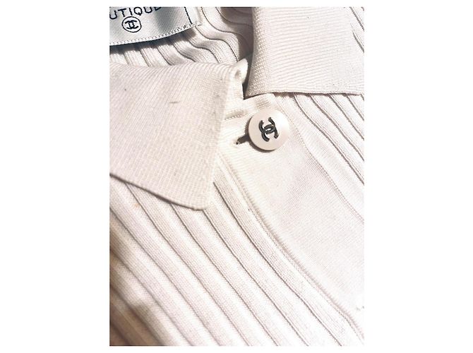 Cambon Polo Chanel de algodón blanco con botones logo CC - vista 4