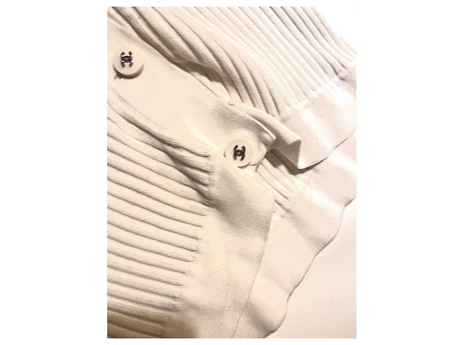 Cambon Polo Chanel de algodón blanco con botones logo CC - vista 8