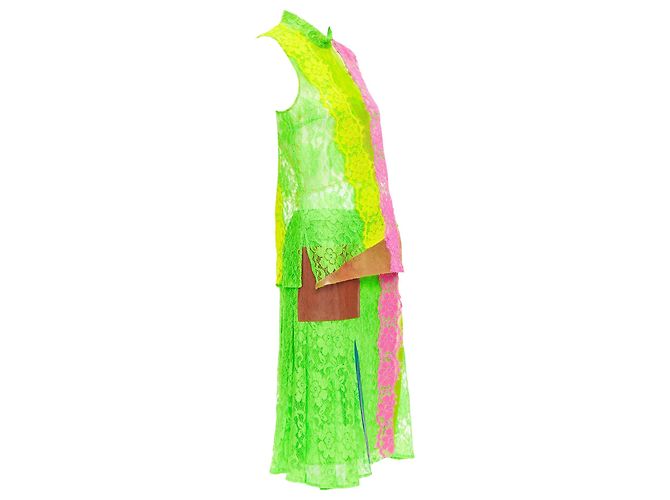 Christopher Kane Runway Neon Pvc Lace Skirt Set - view 3