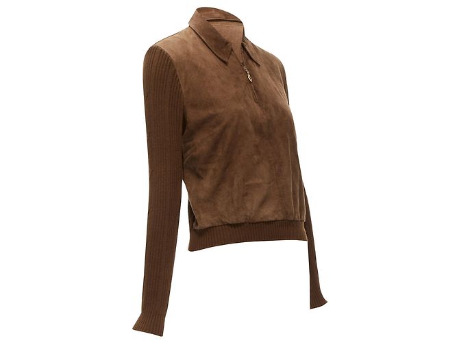 Christian Dior Velours-Ripp-Pullover mit halbem Reißverschluss Cannage - Ansicht 3