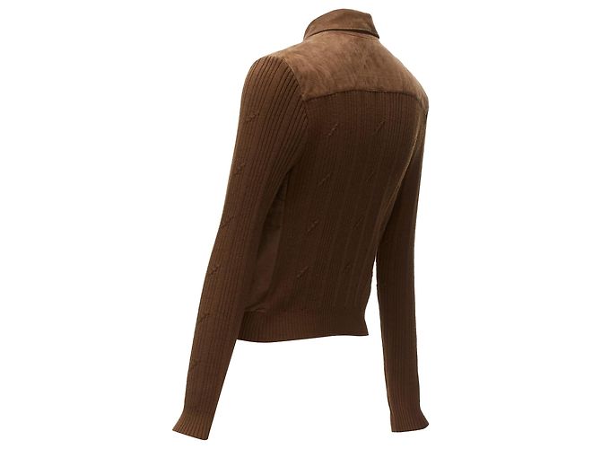 Christian Dior Velours-Ripp-Pullover mit halbem Reißverschluss Cannage - Ansicht 6