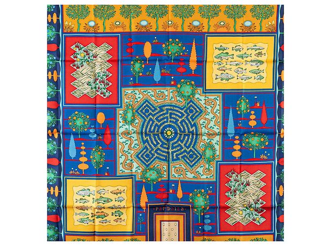 Bufanda de seda Hermès Carré 90 Paridaiza Azul - vista 2