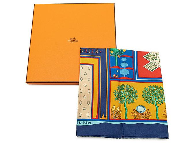 Bufanda de seda Hermès Carré 90 Paridaiza Azul - vista 6