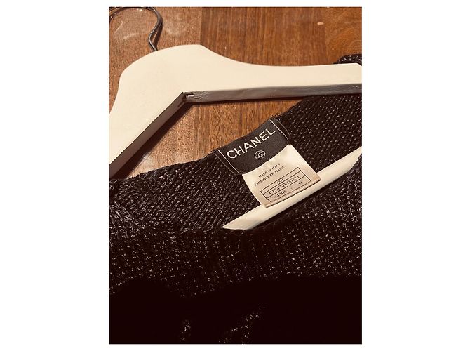Cinto de suéter e punhos logo cc Chanel Preto Prata Cinza antracite - vista 12