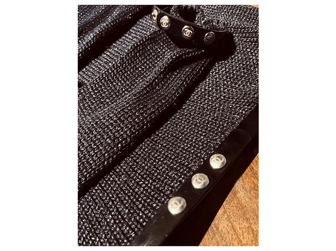 Cinto de suéter e punhos logo cc Chanel Preto Prata Cinza antracite - vista 14