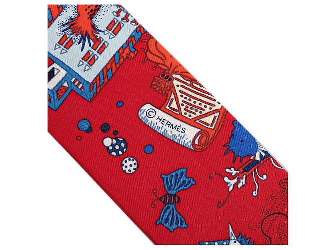 Hermès Bufanda Twilly de seda Hermes La Folle Parade Roja - vista 4