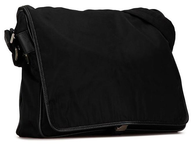 Borsa a spalla messenger in nylon con placca logo triangolare di Prada Nero - vista 2