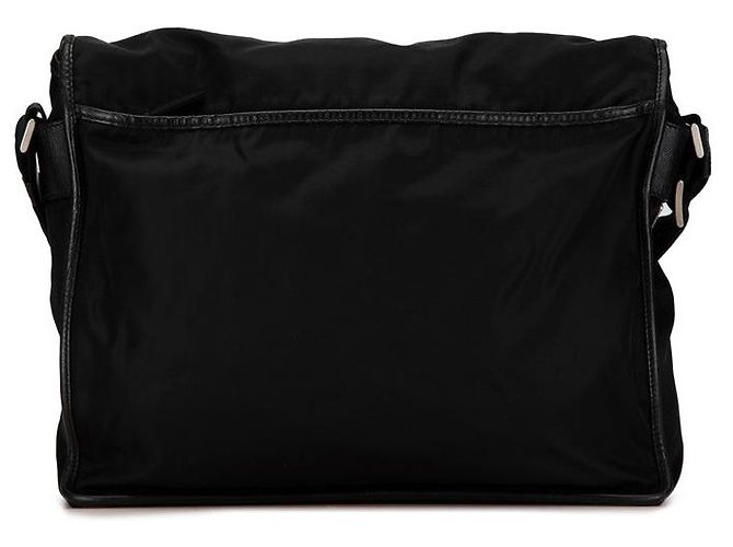 Borsa a spalla messenger in nylon con placca logo triangolare di Prada Nero - vista 3