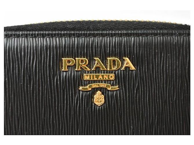 Mini portefeuille Prada VITELLO MOVE en cuir noir - vue 3