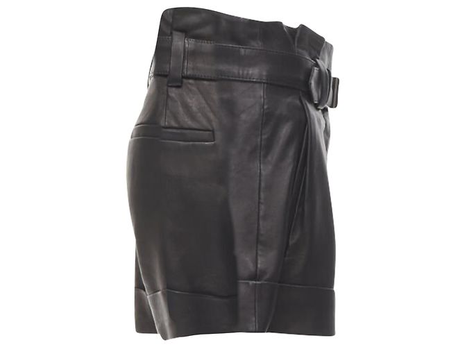 Pantaloni corti in carta con cintura in pelle Theory e risvolti - vista 4