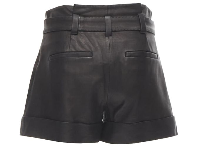 Pantaloni corti in carta con cintura in pelle Theory e risvolti - vista 5