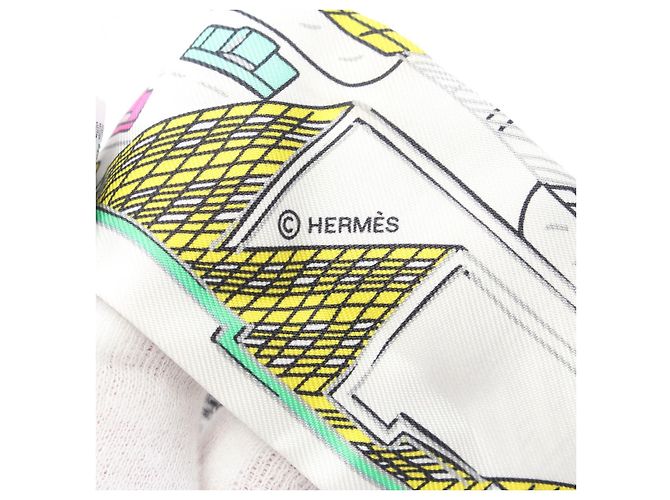 Hermès Hermes Silk Twilly PANTIN CITY Scarf White - view 2