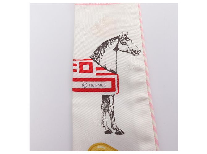 Hermès Foulard in seta Twilly di Hermes Bianco - vista 2