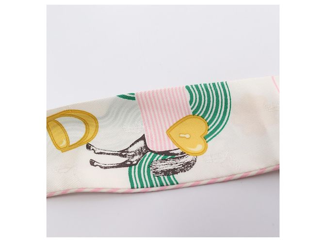 Hermès Foulard in seta Twilly di Hermes Bianco - vista 4