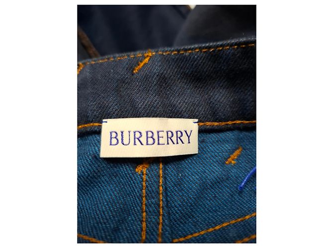 Falda mini de mezclilla azul con estampado de Burberry - vista 6
