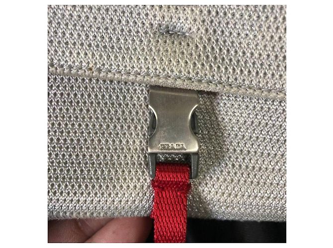 Borsa a Spalla in Rete Sportiva Prada Argento - vista 4