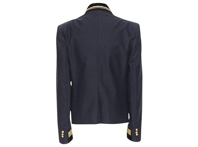 Balmain cotton velvet military shawl collar double breasted jacket - view 6